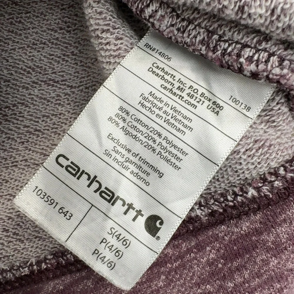 Carhartt Hoodie Womens S Purple Cotton Polyester Relaxed Fit Workwear Casual